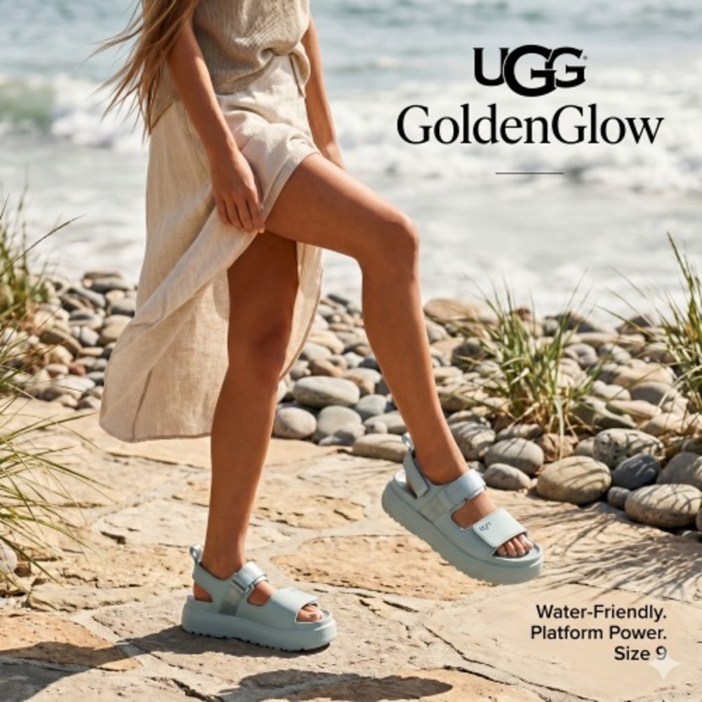 UGG GoldenGlow Women's Water‑Friendly‎ Platform Sandal Sea Foam Size 9